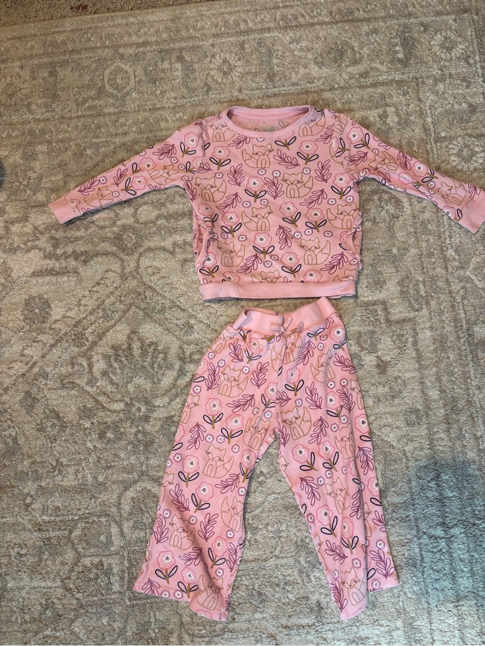 Carter's Pink Floral & Fox Pajama Set
